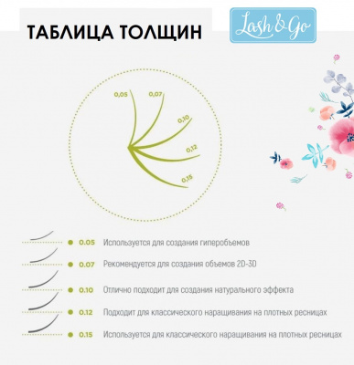 Ресницы Lash&Go M 0.10 12мм