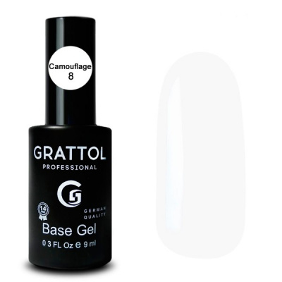 Камуфлирующая база Grattol Rubber Base 08 9 мл - фарфорово-белая