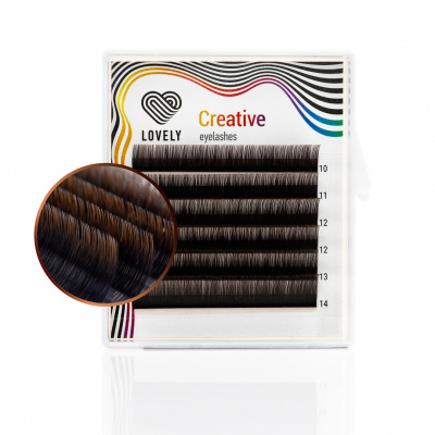 Ресницы Lovely brown Mix  D 0.10 (10-14mm) mini